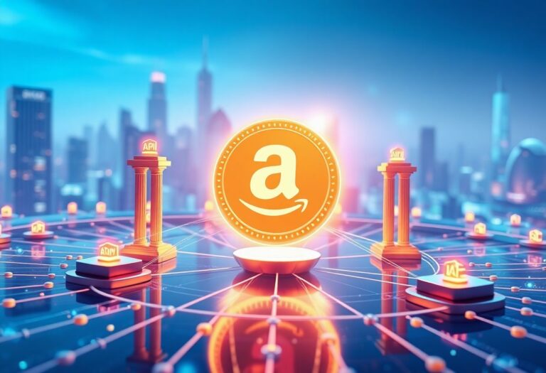 Editorial illustration for: Amazon, Coinbase, and Stripe Build Stablecoin Payment Rails for AI Agents