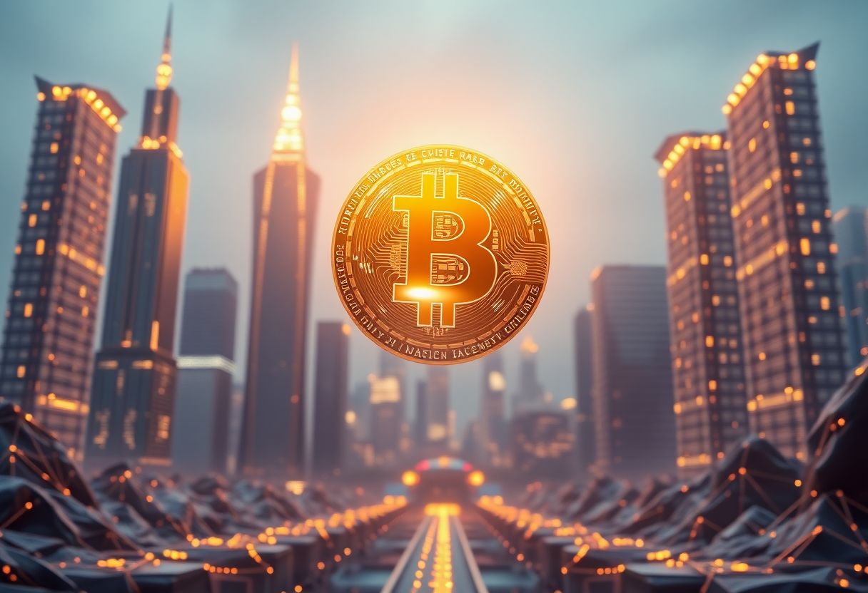 Editorial illustration for: Bitcoin and Ether Hold Steady as Global Stocks Hit Records