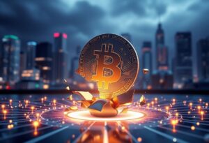 Editorial illustration for: Bitcoin Drops Below $77,000 as Broad Market Sell-Off Erases $33 Billion