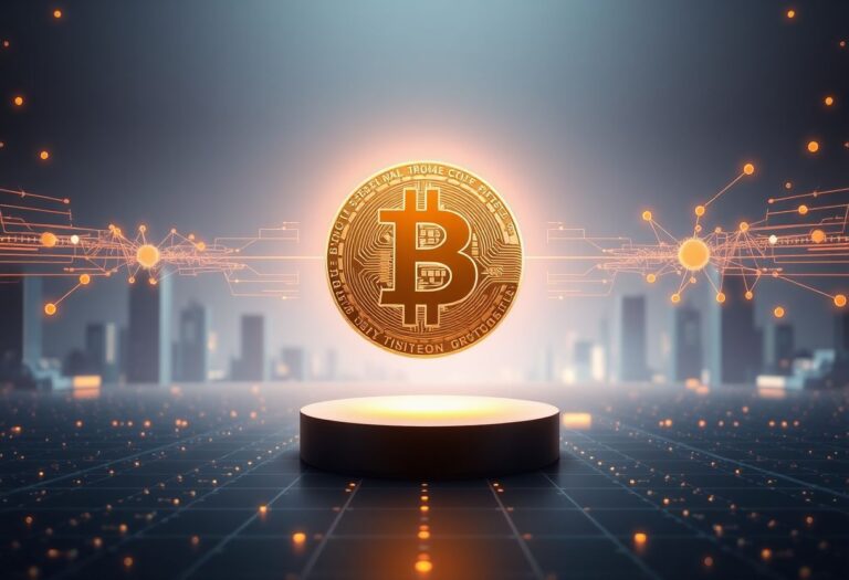 Editorial illustration for: Bitcoin Holds Below $81,000 as Trump Heads to China for Xi Talks