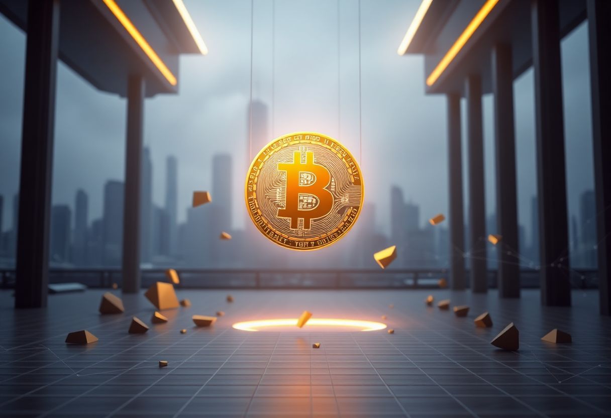 Editorial illustration for: Bitcoin Holds Near $76,600 as Moody's Downgrade and Tech Selloff Weigh on Risk Assets