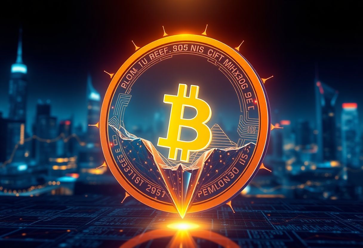 Editorial illustration for: Bitcoin Plunges Below $73K as US Iran Strikes Spark $1B Liquidations