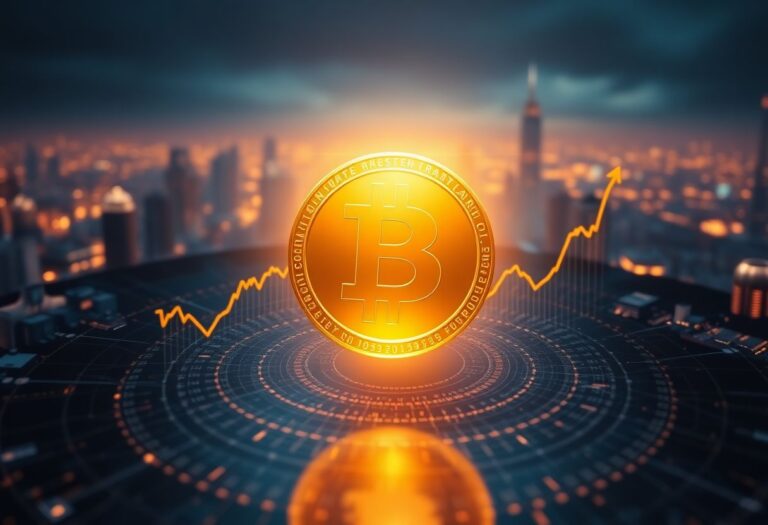 Editorial illustration for: Bitcoin Slides Below $77,000 as Oil Shock and Rising Treasury Yields Hit Risk Assets