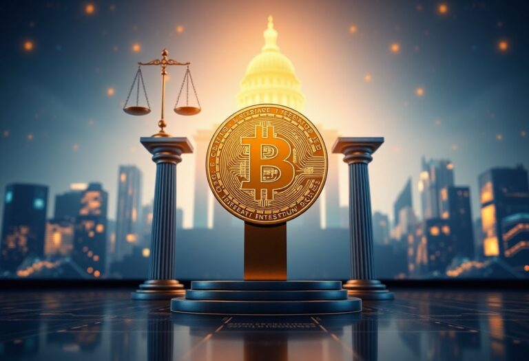 Editorial illustration for: Bitcoin Surges to $82,000 as CLARITY Act Clears Senate Committee
