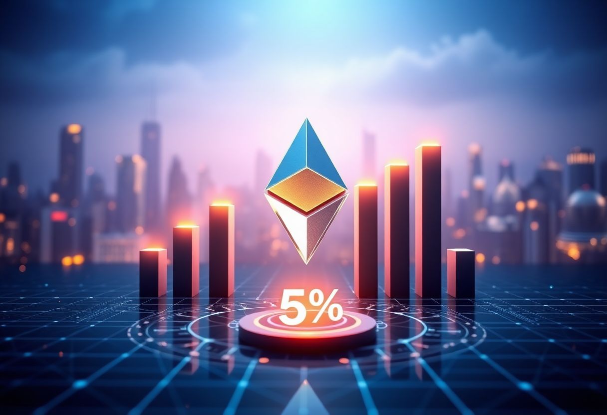 Editorial illustration for: Bitmine Tops 5.21 Million ETH, Crossing 4.31% of Total Supply