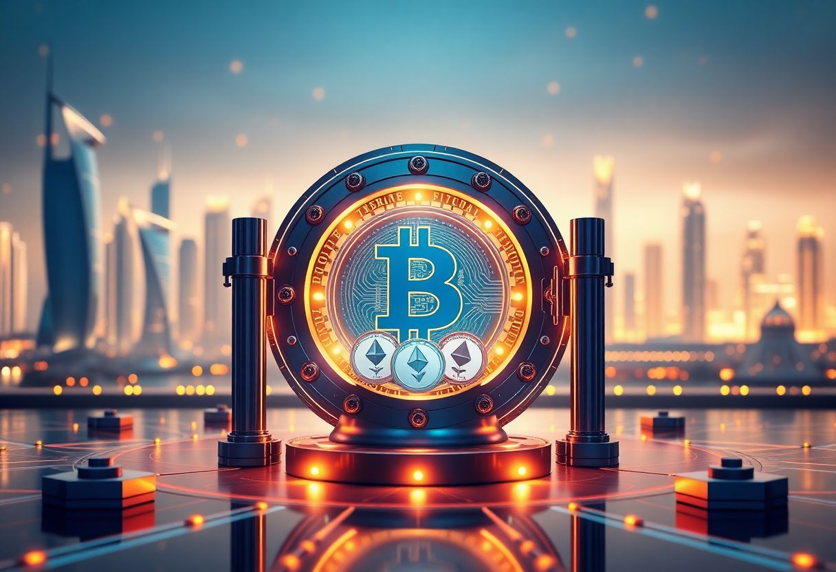 Editorial illustration for: BNY Expands Crypto Custody Into Abu Dhabi With Bitcoin and Ether