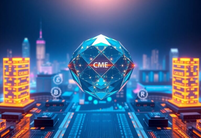 Editorial illustration for: CME and Nasdaq Plan Cryptocurrency Index Futures Launch for June 8 as Institutional Demand Grows