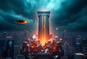 Editorial illustration for: Dimon Warns Trump's Crypto Bill Will Blow Up