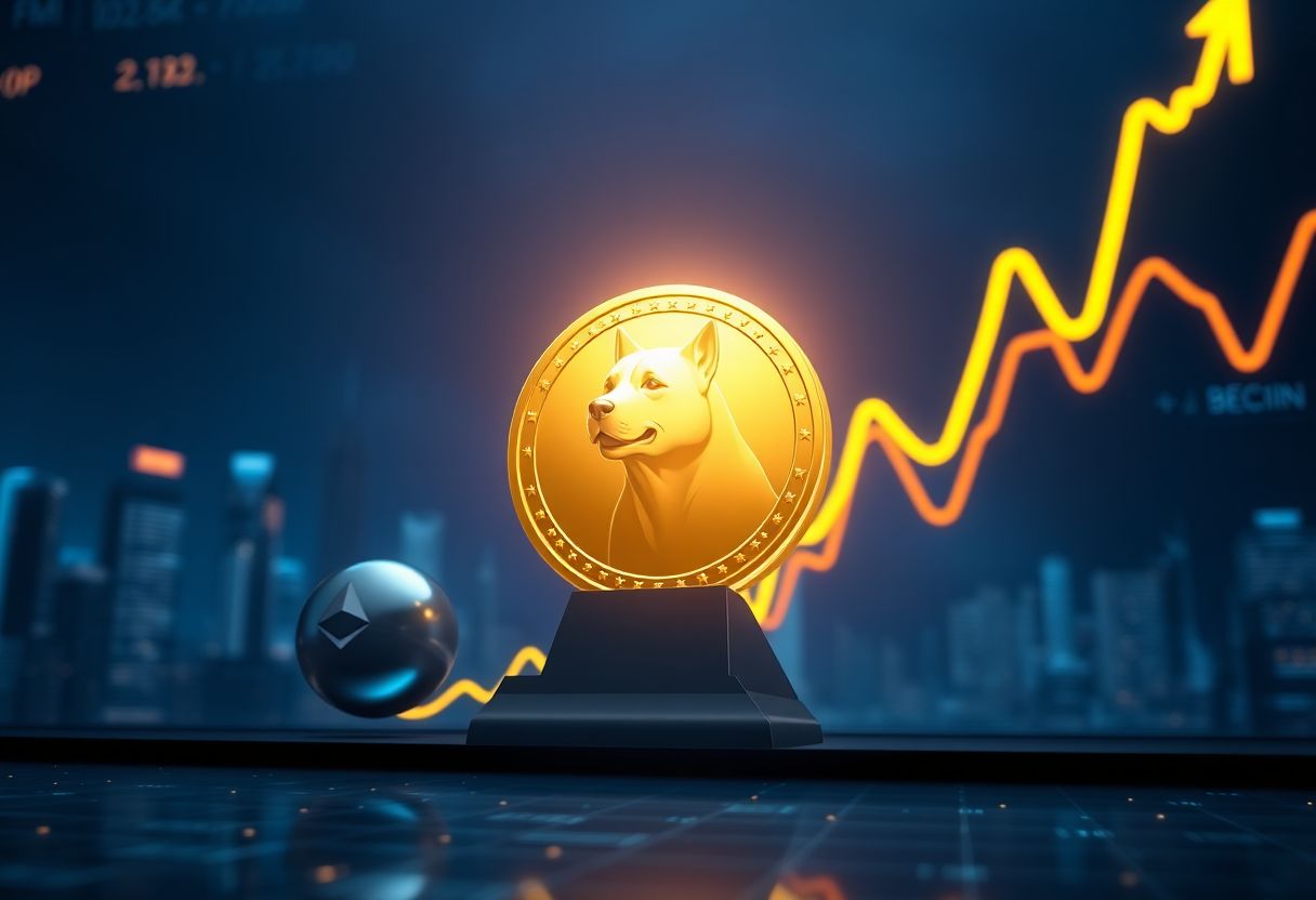 Editorial illustration for: Dogecoin Futures Surge as Open Interest Outpaces Bitcoin and Ethereum