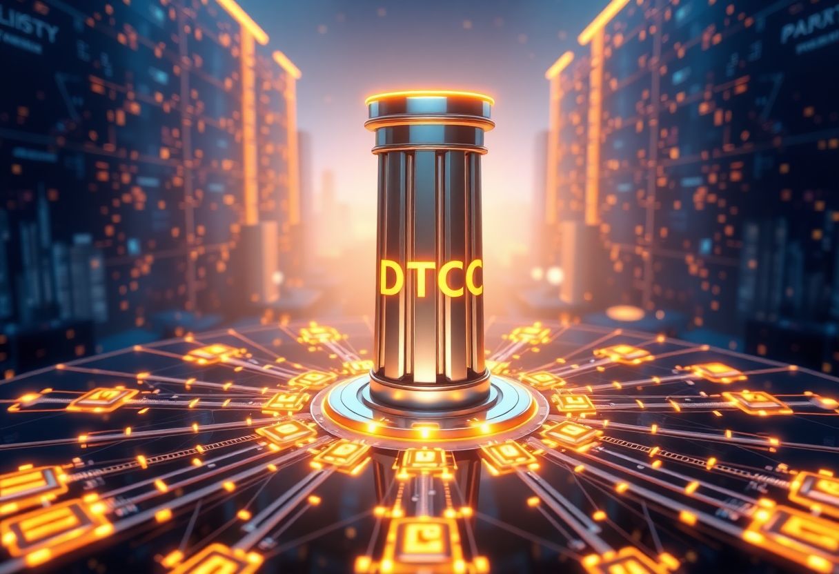 Editorial illustration for: DTCC Convenes 50 Firms to Build Tokenization Service in Push for Digital Asset Settlement