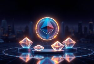 Editorial illustration for: Ethereum's DeFi Market Share Falls to 53% as Solana, Base, and BNB Chain Capture Ground