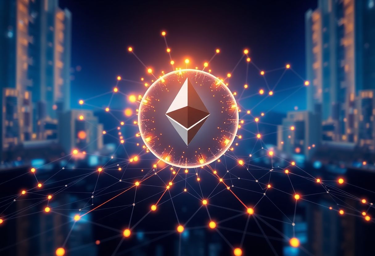 Editorial illustration for: Ethereum's DeFi Market Share Falls to 54% as Layer-2 Chains Absorb Activity