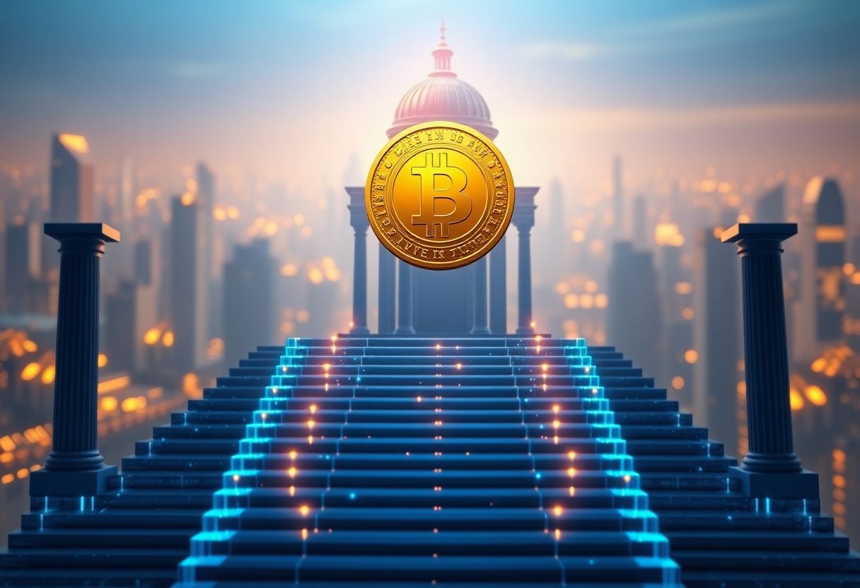 Editorial illustration for: GENIUS Token Surges 31% as Senate Advances Stablecoin Bill