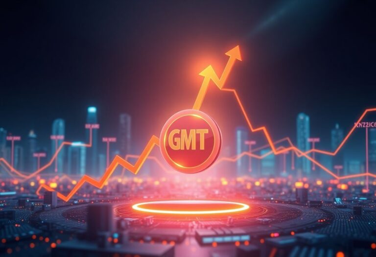 Editorial illustration for: GMT Surges 20% While the Rest of Crypto Sells Off
