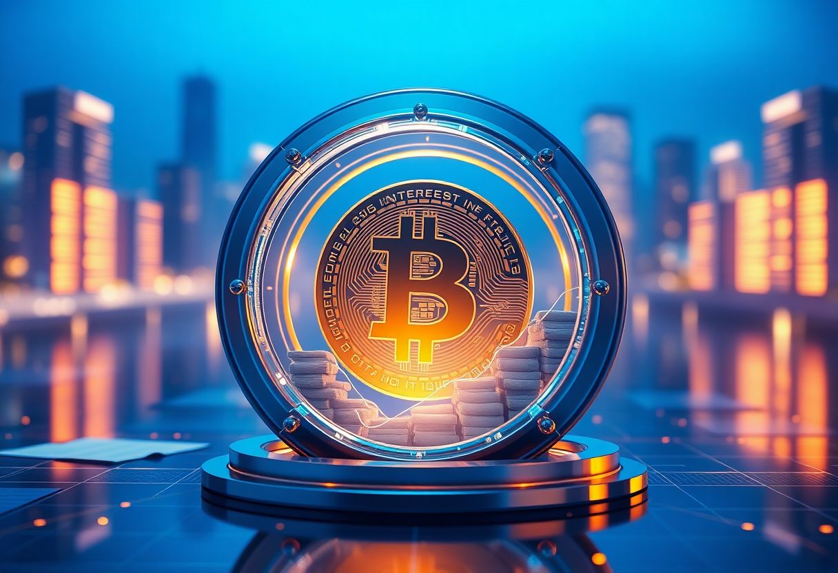 Editorial illustration for: Hut 8 Refinances Bitcoin-Backed Credit Facility, Cutting Interest Costs