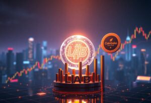 Editorial illustration for: LAB Token Doubles in 24 Hours as New CoinGecko Listing Draws Speculative Volume