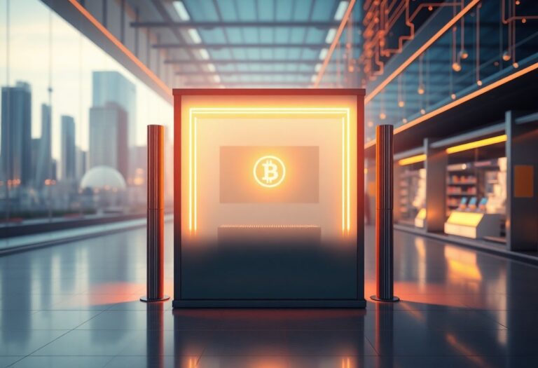 Editorial illustration for: Minnesota Bans Cryptocurrency ATMs From Retail Locations as Scam Losses Mount