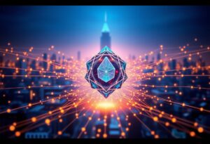 Editorial illustration for: Monad Draws Trader Attention as High-Speed Layer-1 Competes With Ethereum