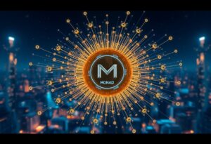 Editorial illustration for: Monad Targets High-Throughput EVM Compatibility as MON Token Holds $127 Rank