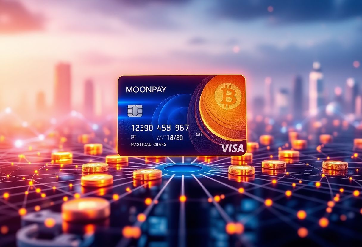 Editorial illustration for: MoonPay Launches a Stablecoin Debit Card That Lets AI Agents Spend at Mastercard Merchants