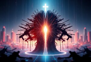 Editorial illustration for: Pope Leo XIV Condemns AI Warfare Investment, Warning of a Spiral of Annihilation