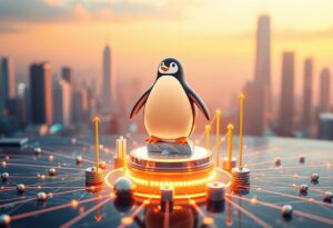 Editorial illustration for: Pudgy Penguins and the PENGU Token Show How NFT Communities Build Financial Infrastructure