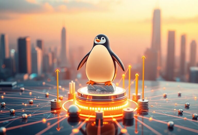 Editorial illustration for: Pudgy Penguins and the PENGU Token Show How NFT Communities Build Financial Infrastructure