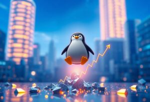 Editorial illustration for: Pudgy Penguins PENGU Holds Ground Near $0.0087 During Broad Altcoin Decline