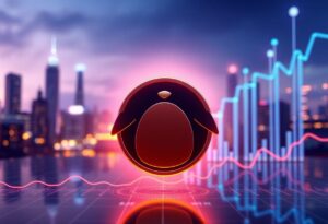 Editorial illustration for: Pudgy Penguins Token Dips 3.5% as NFT-Backed Cryptocurrency Tests $612 Million Market Cap