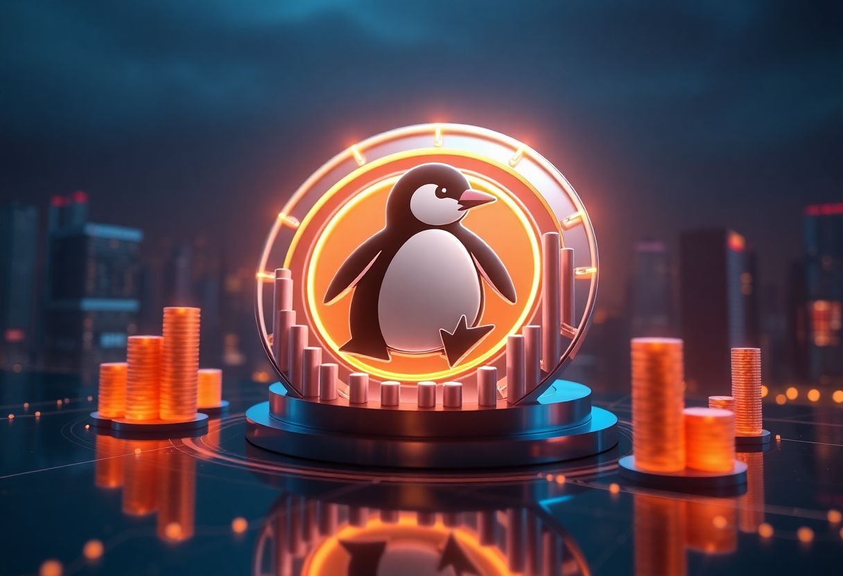 Editorial illustration for: Pudgy Penguins Token Gains 4% as NFT-Backed Cryptocurrency Sustains $701 Million Market Cap