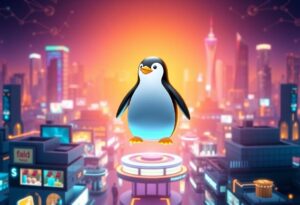 Editorial illustration for: Pudgy Penguins Token Holds Near $0.01 as the NFT Brand Pushes Into Mainstream Commerce