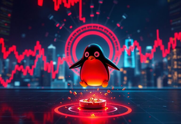 Editorial illustration for: Pudgy Penguins Token Slides as NFT-Adjacent Tokens Lead Selloff