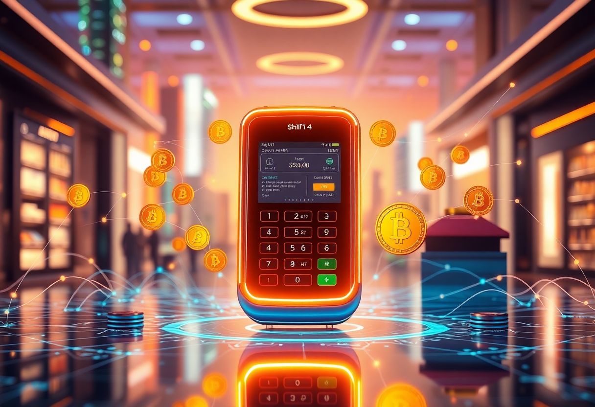 Editorial illustration for: Shift4 Partners With Lydian to Enable USDT Payments at Point of Sale