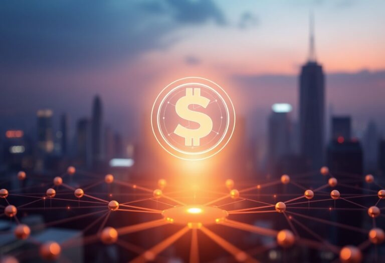 Editorial illustration for: SkyAI Token Holds Rank 81 as AI-Branded Cryptocurrency Attracts Retail Momentum