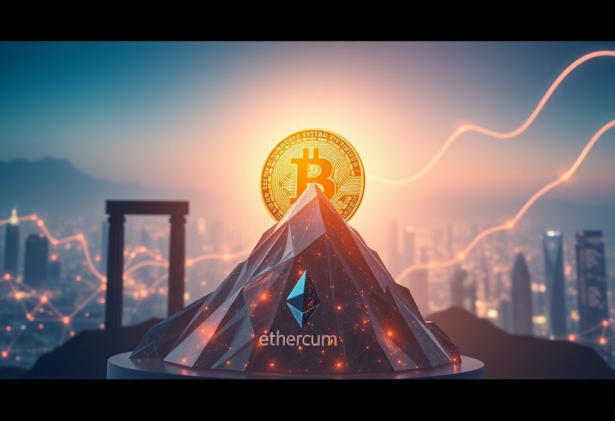Editorial illustration for: Tom Lee Forecasts Bitcoin at $200,000 and Ethereum at $12,000 by Year-End 2026