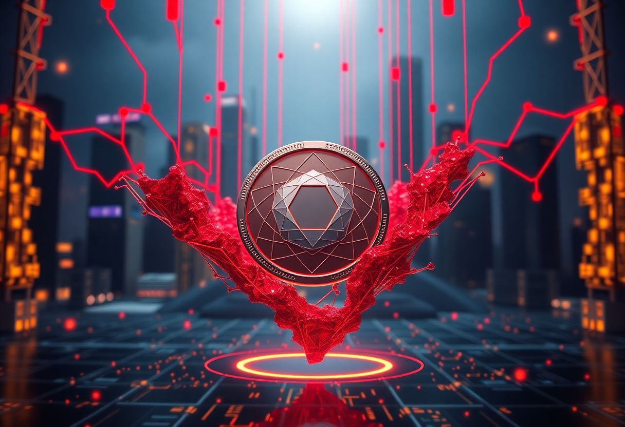 Editorial illustration for: Cardano Craters 16% as Broadcom AI Miss Triggers Broad Crypto Selloff